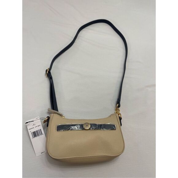 NWT Tommy Hilfiger Half Moon Beige Sling Purse Handbag Crossbody New - Picture 1 of 10